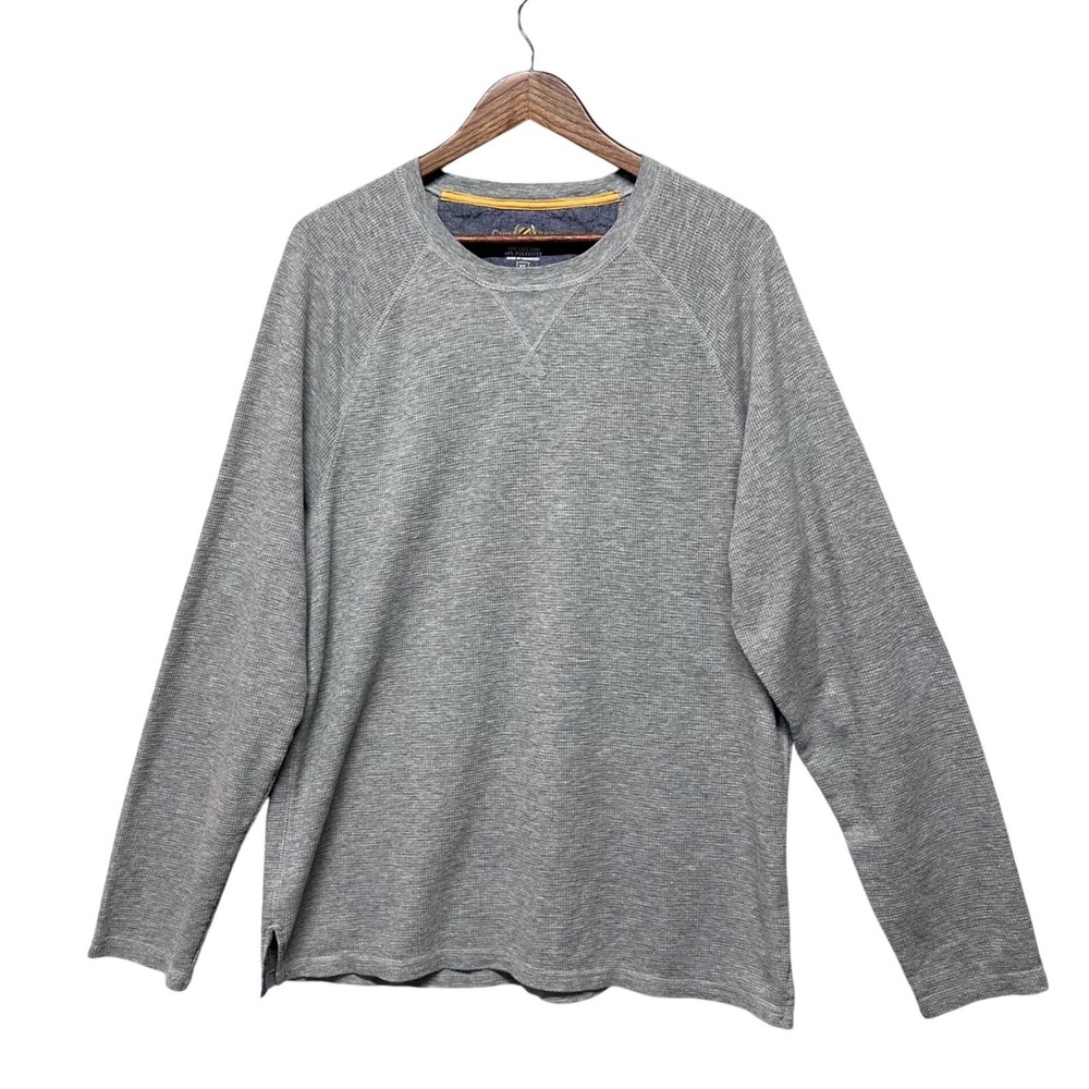 Club Room Shirt Men Sz XL Gray Pullover Thermal Waffle Knit Long Sleeve Crew Nec